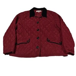 Croft & Barrow Burgundy Quilted Barn Jacket Womens XL Red Corduroy Collar Coat